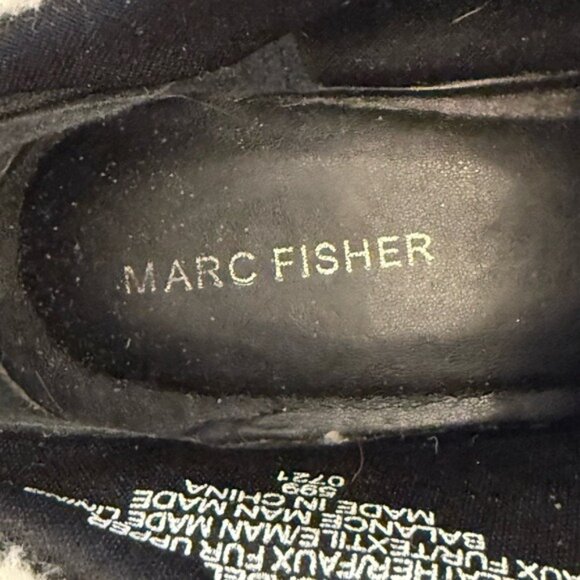 Marc Fisher Isabel Black Leather Faux Fur Lined Lace-Up Hiker Boots Size 9M - Picture 9 of 11